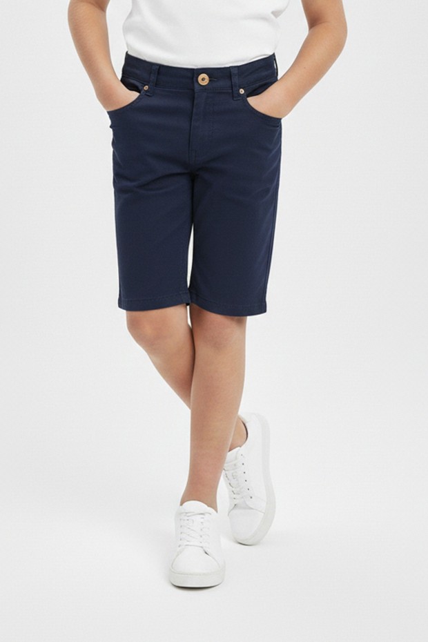 Erkek Çocuk Düz Yazlık Günlük Kullanım Şık Gabardin Şort Kapri