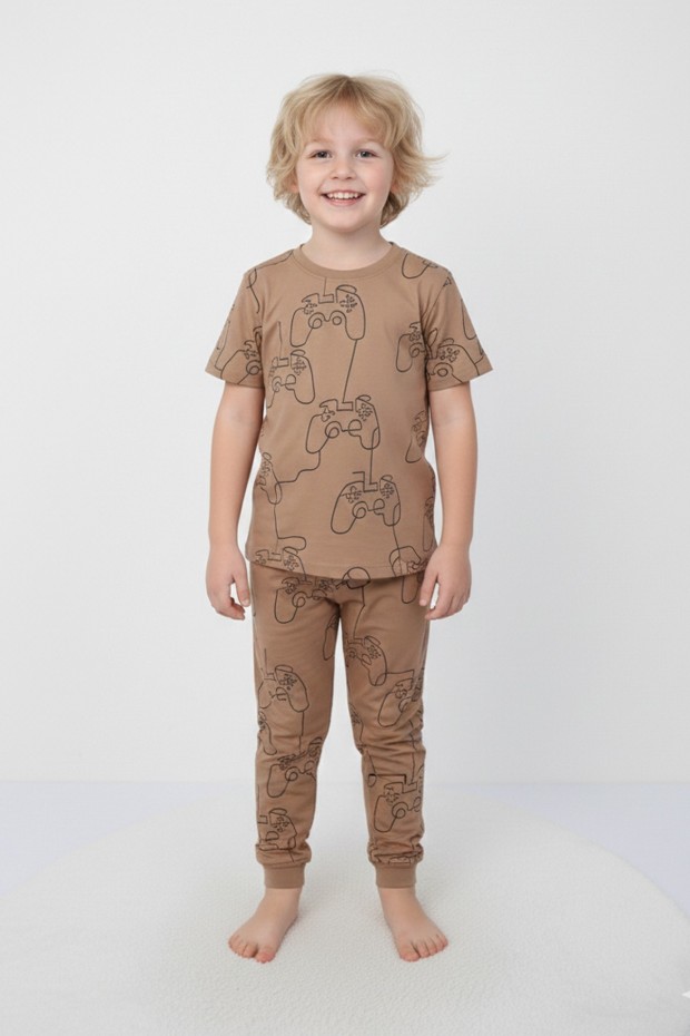 Erkek Çocuk Oyun Konsolu %100 Pamuk Reaktif Boyama Süprem Pijama Takımı