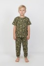 Erkek Çocuk Çoklu Gülen Yüz Baskılı %100 Pamuk Reaktif Boyama Süprem Pijama Takımı