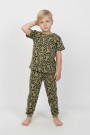 Erkek Çocuk Çoklu Gülen Yüz Baskılı %100 Pamuk Reaktif Boyama Süprem Pijama Takımı