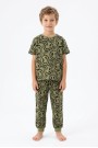 Erkek Çocuk Çoklu Gülen Yüz Baskılı %100 Pamuk Reaktif Boyama Süprem Pijama Takımı
