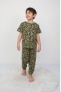 Erkek Çocuk Çoklu Gülen Yüz Baskılı %100 Pamuk Reaktif Boyama Süprem Pijama Takımı