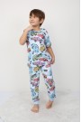 Erkek Çocuk Araba Baskılı %100 Pamuk Reaktif Boyama Süprem Pijama Takımı