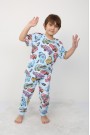 Erkek Çocuk Araba Baskılı %100 Pamuk Reaktif Boyama Süprem Pijama Takımı