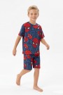 Erkek Çocuk Örümcek Adam Desenli %100 Pamuk Süprem Kumaş Kısa Kollu Şortlu Pijama Takımı