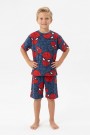 Erkek Çocuk Örümcek Adam Desenli %100 Pamuk Süprem Kumaş Kısa Kollu Şortlu Pijama Takımı