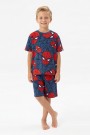 Erkek Çocuk Örümcek Adam Desenli %100 Pamuk Süprem Kumaş Kısa Kollu Şortlu Pijama Takımı