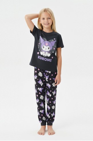 Garson Kız Çocuk Baskılı %100 Pamuk Reaktif Boyalı Süprem Kumaş Kısa Kollu Pijama Takımı