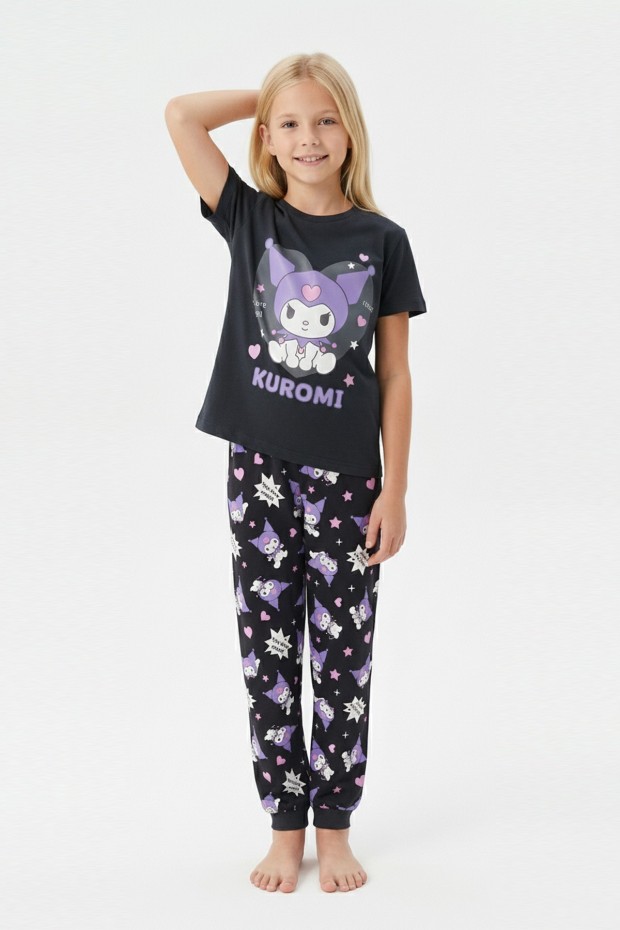 Garson Kız Çocuk Baskılı %100 Pamuk Reaktif Boyalı Süprem Kumaş Kısa Kollu Pijama Takımı