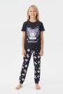Garson Kız Çocuk Baskılı %100 Pamuk Reaktif Boyalı Süprem Kumaş Kısa Kollu Pijama Takımı