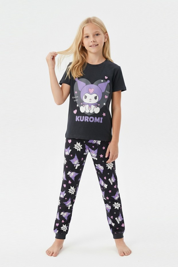 Garson Kız Çocuk Baskılı %100 Pamuk Reaktif Boyalı Süprem Kumaş Kısa Kollu Pijama Takımı