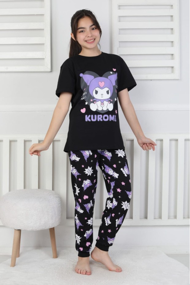 Garson Kız Çocuk Baskılı %100 Pamuk Reaktif Boyalı Süprem Kumaş Kısa Kollu Pijama Takımı