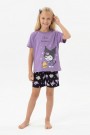 Garson Kız Çocuk Baskılı %100 Pamuk Reaktif Boyalı Süprem Kumaş Kısa Kollu Şortlu Pijama Takımı