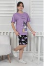 Garson Kız Çocuk Baskılı %100 Pamuk Reaktif Boyalı Süprem Kumaş Kısa Kollu Şortlu Pijama Takımı