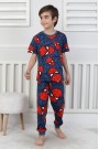 Erkek Çocuk Örümcek Adam Desenli %100 Pamuk Süprem Kumaş Kısa Kollu Pijama Takımı