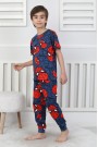 Erkek Çocuk Örümcek Adam Desenli %100 Pamuk Süprem Kumaş Kısa Kollu Pijama Takımı