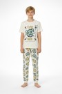 Garson Erkek Çocuk Çoklu Gülen Yüz Baskılı %100 Pamuk Reaktif Boyama Süprem Pijama Takımı