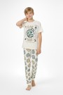 Garson Erkek Çocuk Çoklu Gülen Yüz Baskılı %100 Pamuk Reaktif Boyama Süprem Pijama Takımı