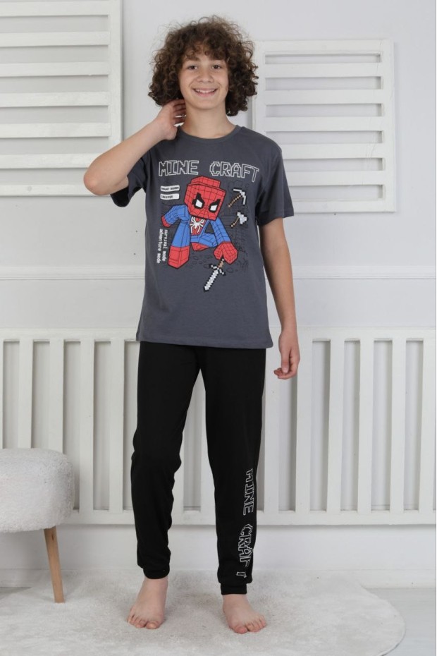 Garson Erkek Çocuk Baskılı %100 Pamuk Reaktif Boyama Süprem Pijama Takımı 