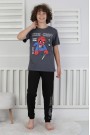 Garson Erkek Çocuk Baskılı %100 Pamuk Reaktif Boyama Süprem Pijama Takımı 