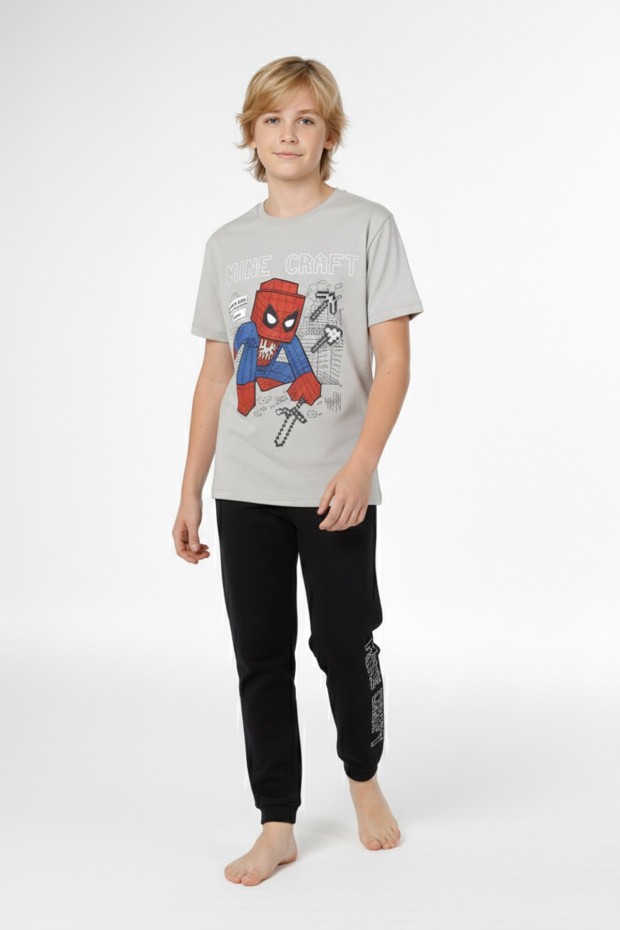 Garson Erkek Çocuk Baskılı %100 Pamuk Reaktif Boyama Süprem Pijama Takımı 