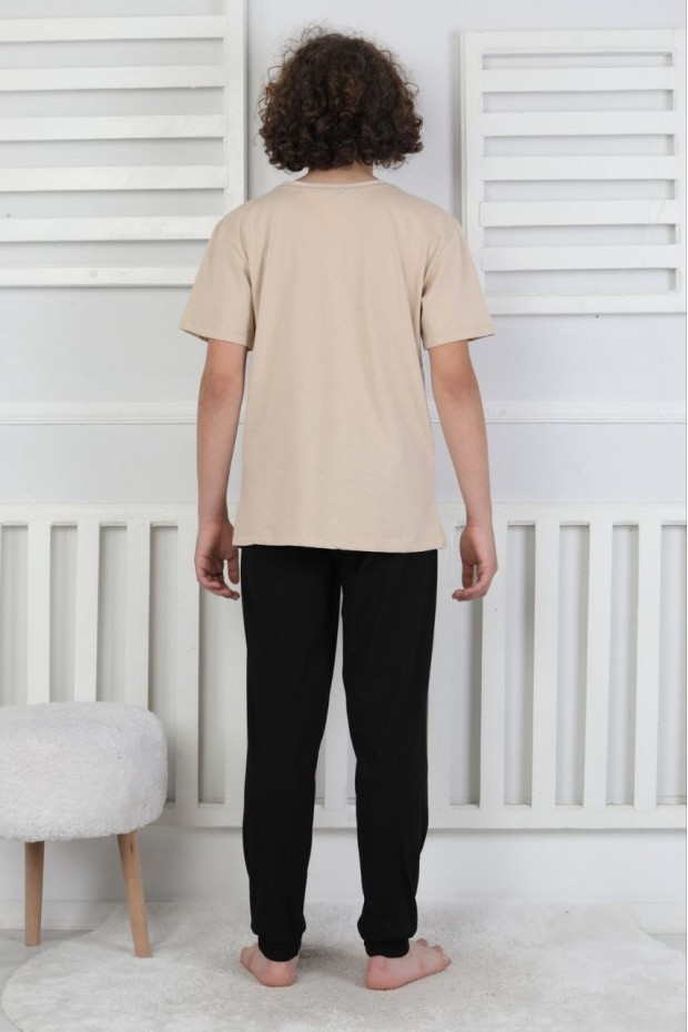 Garson Erkek Çocuk Baskılı %100 Pamuk Reaktif Boyama Süprem Pijama Takımı