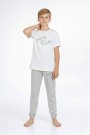 Garson Erkek Çocuk Dalga Desen Arka Baskılı %100 Pamuk Reaktif Boyama Süprem Pijama Takımı