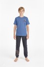 Garson Erkek Çocuk Arkası Baskılı %100 Pamuk Reaktif Boyama Süprem Kısa Kollu Pijama Takımı