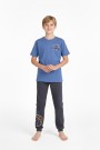 Garson Erkek Çocuk Arkası Baskılı %100 Pamuk Reaktif Boyama Süprem Kısa Kollu Pijama Takımı