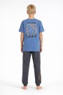 Garson Erkek Çocuk Arkası Baskılı %100 Pamuk Reaktif Boyama Süprem Kısa Kollu Pijama Takımı