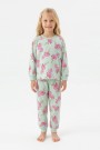 Kız Çocuk Desenli %100 Pamuk Reaktif Boyalı Süprem Kumaş Uzun Kollu Pijama Takımı