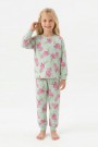Kız Çocuk Desenli %100 Pamuk Reaktif Boyalı Süprem Kumaş Uzun Kollu Pijama Takımı