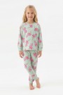 Kız Çocuk Desenli %100 Pamuk Reaktif Boyalı Süprem Kumaş Uzun Kollu Pijama Takımı