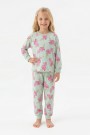 Kız Çocuk Desenli %100 Pamuk Reaktif Boyalı Süprem Kumaş Uzun Kollu Pijama Takımı