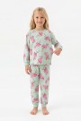 Kız Çocuk Desenli %100 Pamuk Reaktif Boyalı Süprem Kumaş Uzun Kollu Pijama Takımı