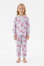 Kız Çocuk Desenli %100 Pamuk Reaktif Boyalı Süprem Kumaş Uzun Kollu Pijama Takımı