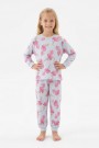 Kız Çocuk Desenli %100 Pamuk Reaktif Boyalı Süprem Kumaş Uzun Kollu Pijama Takımı