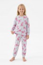 Kız Çocuk Desenli %100 Pamuk Reaktif Boyalı Süprem Kumaş Uzun Kollu Pijama Takımı