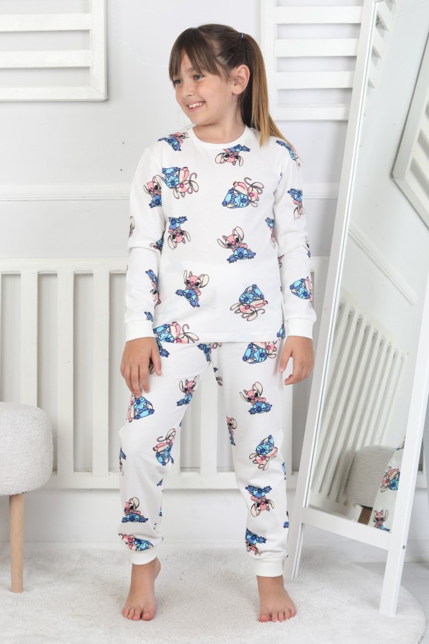 Kız Çocuk Baskılı İnterlok Pamuklu Günlük Pijama Takımı