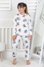 Kız Çocuk Baskılı İnterlok Pamuklu Günlük Pijama Takımı