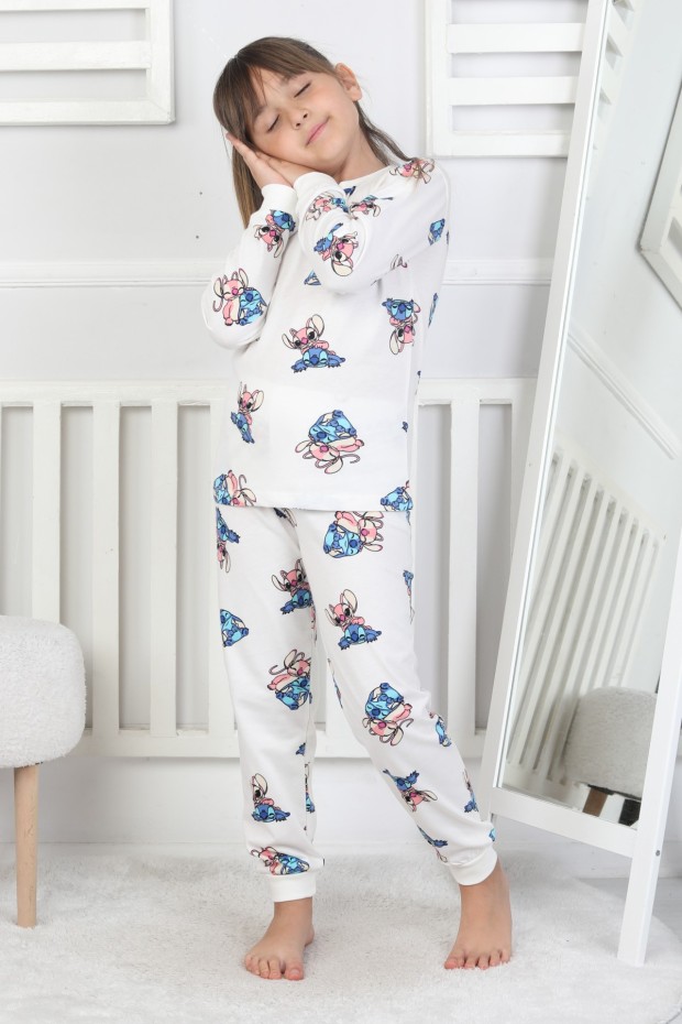 Kız Çocuk Baskılı İnterlok Pamuklu Günlük Pijama Takımı