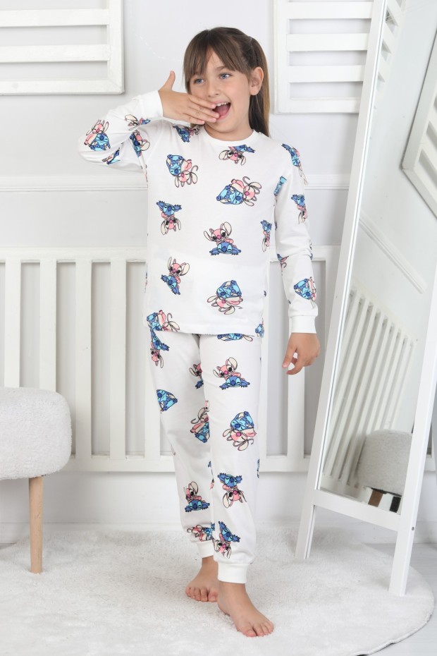 Kız Çocuk Baskılı İnterlok Pamuklu Günlük Pijama Takımı
