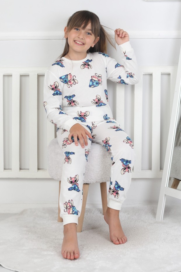 Kız Çocuk Baskılı İnterlok Pamuklu Günlük Pijama Takımı