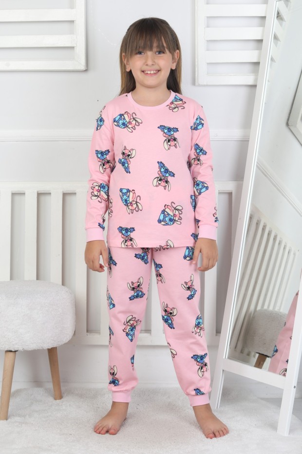 Kız Çocuk Baskılı İnterlok Pamuklu Günlük Pijama Takımı