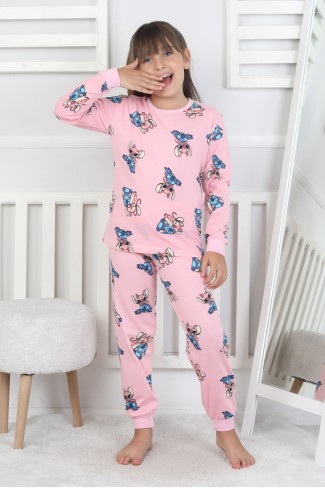 Kız Çocuk Baskılı İnterlok Pamuklu Günlük Pijama Takımı