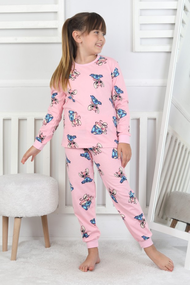Kız Çocuk Baskılı İnterlok Pamuklu Günlük Pijama Takımı