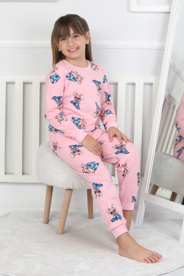 Kız Çocuk Baskılı İnterlok Pamuklu Günlük Pijama Takımı
