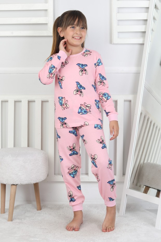 Kız Çocuk Baskılı İnterlok Pamuklu Günlük Pijama Takımı