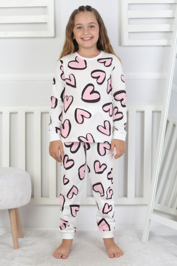 Kız Çocuk Baskılı Süprem Pamuklu Günlük Pijama Takımı