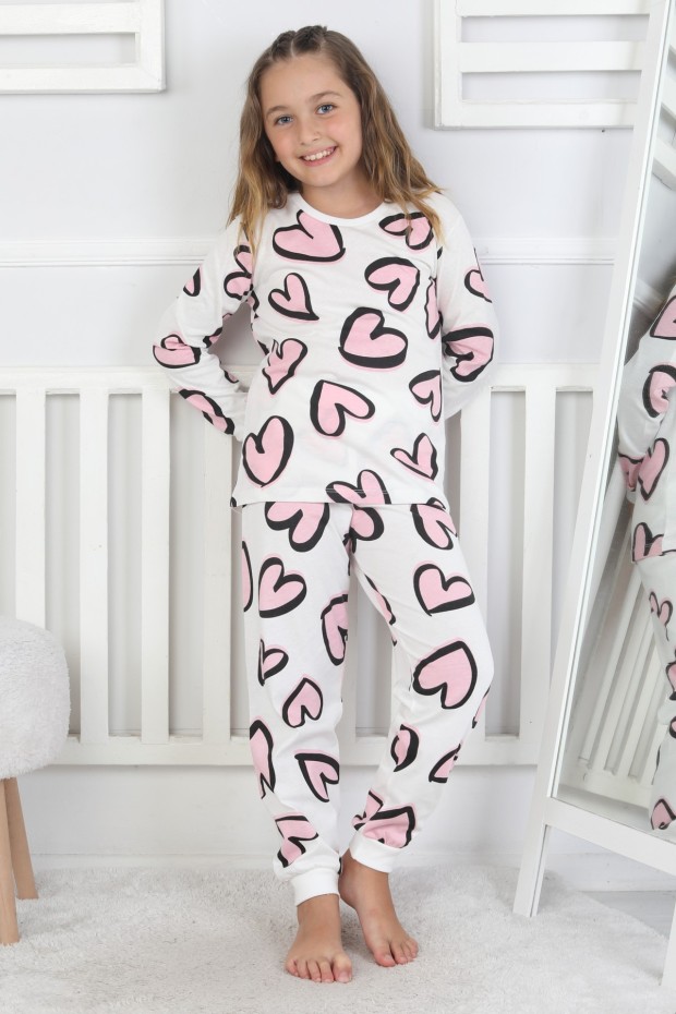 Kız Çocuk Baskılı Süprem Pamuklu Günlük Pijama Takımı